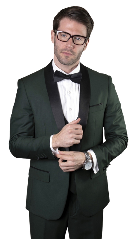 Statement TUX-SH-HUNTER-BLACK-3PC Mens Suit