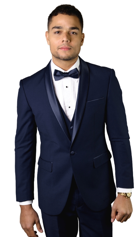 Statement TUX-SH-NAVY-NAVY-3PC Mens Suit