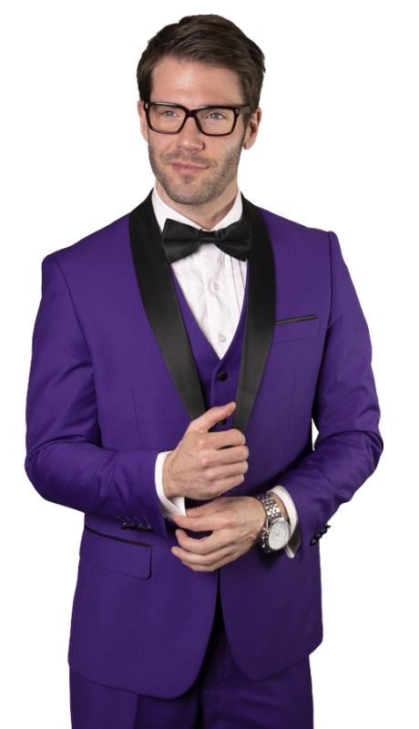 Statement TUX-SH-PURPLE-3PC Mens Suit