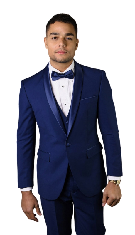 Statement TUX-SH-SAPPHIRE-SAPPHIRE-3PC Mens Suit