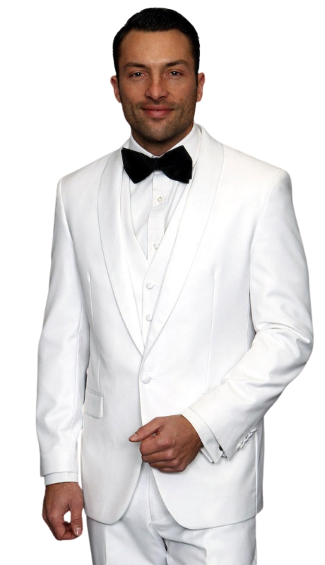 Statement TUX-SH-WHITE-3PC Mens Suit