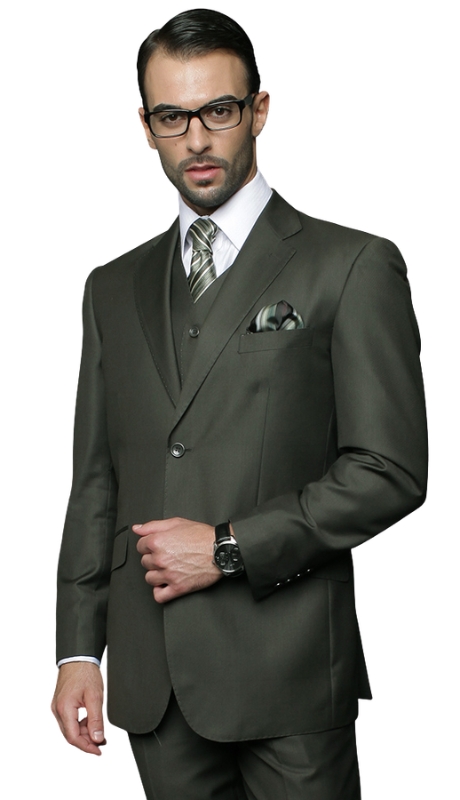 Statement TZ-100-OLIVE-3PC Mens Suit