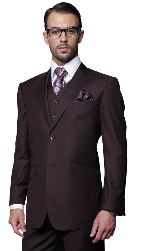 Statement TZ-100-PLUM-3PC Mens Suit