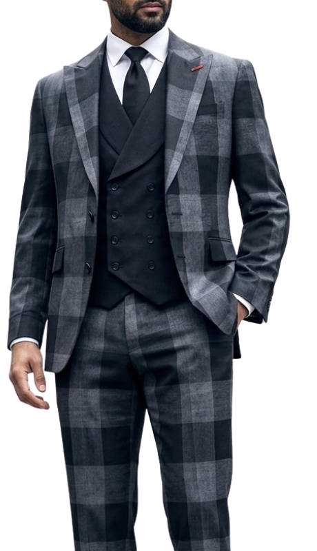 Statement VENUS-BLACK-3PC Mens Suit