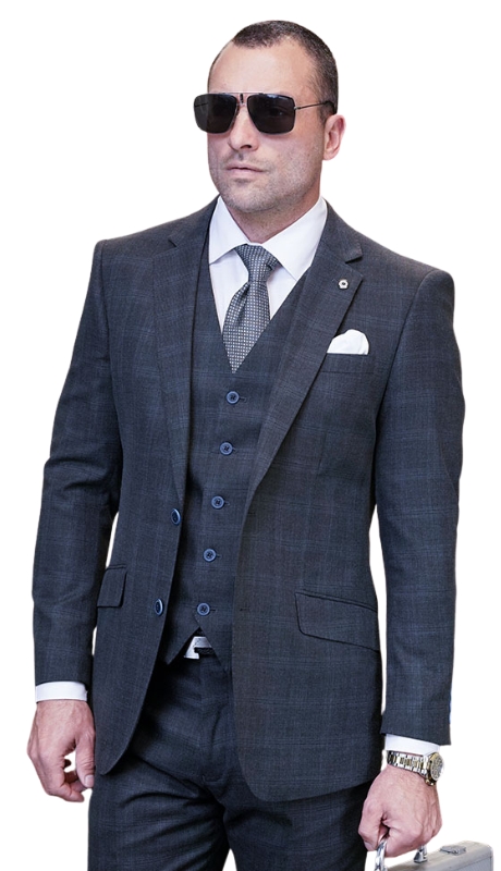 Statement ALGANI-CHARCOAL-3PC Mens Suit