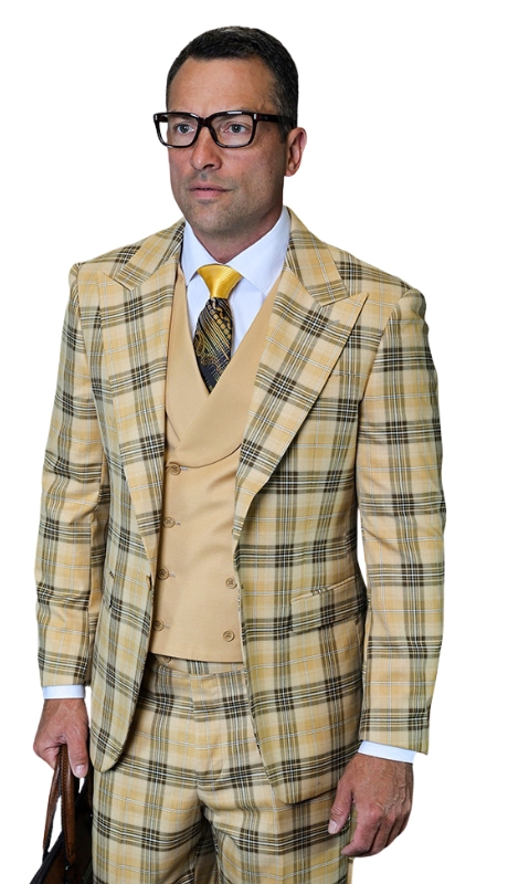 Statement ANCONA-CAMEL-3PC Mens Suit