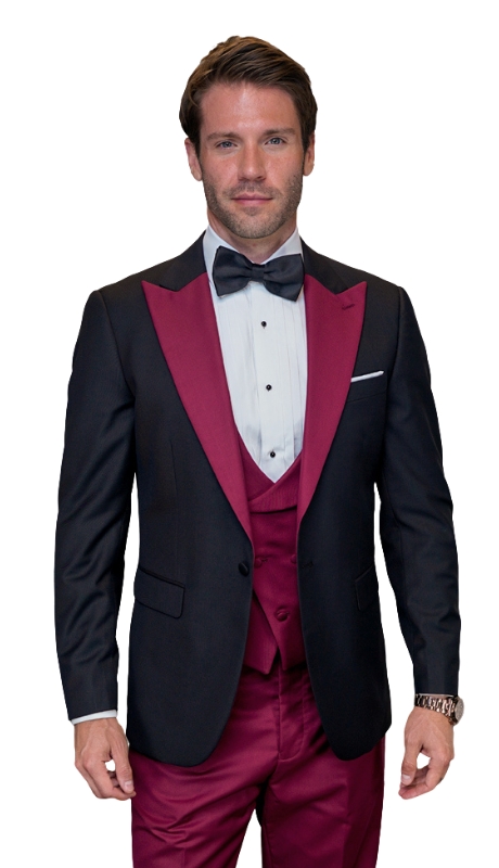 Statement ARYA-BURGUNDY-3PC Mens Suit