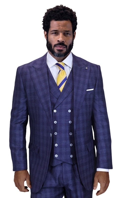 Statement BALANCIGA- NAVY-3PC  Mens Suit