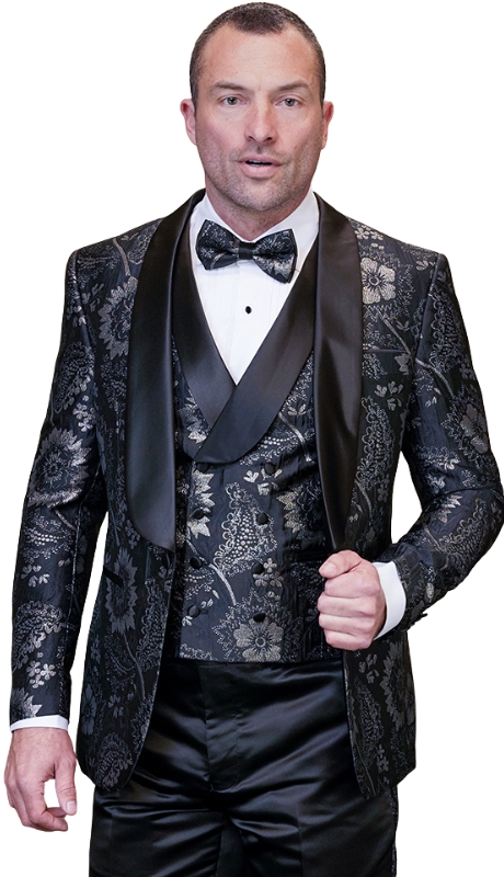 Statement DELANO-3-BLACK-3PC Mens Tuxedo