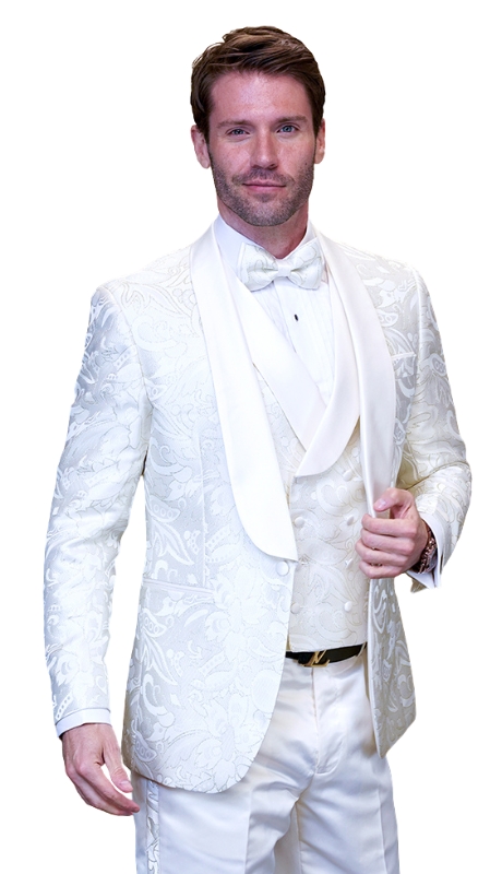 Statement DELANO-6-OFF WHITE-3PC Mens Tuxedo
