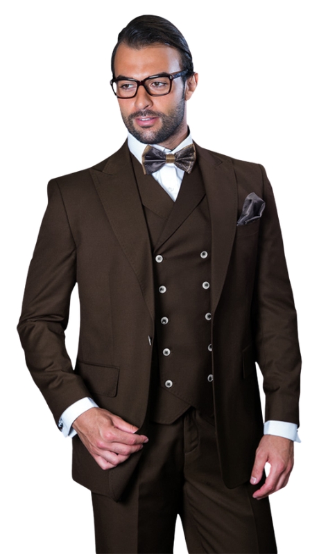 Statement FLORENCE-BROWN-3PC Mens Suit Statement FLORENCE-BROWN-3PC Mens Suit
