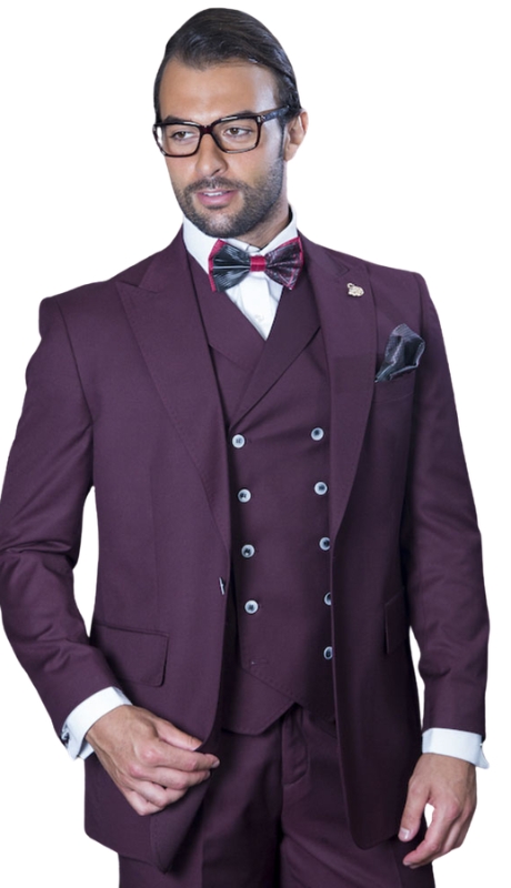 Statement FLORENCE- BURGUNDY-3PC Mens Suit