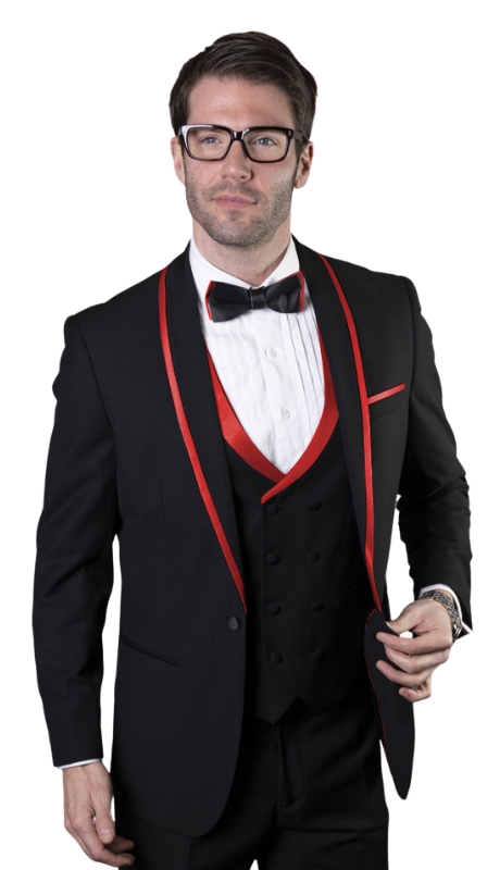 Statement GENOVA-2 BLACK-RED Mens Suit