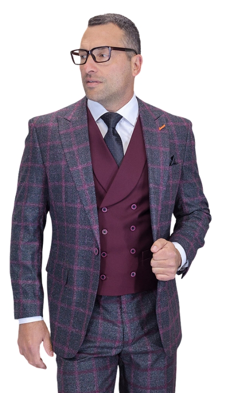 Statement HARTFORD-BLK-BUG-3PC Mens Suit