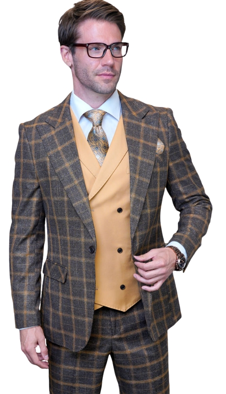 Statement HARTFORD-CAMEL-3PC Mens Suit