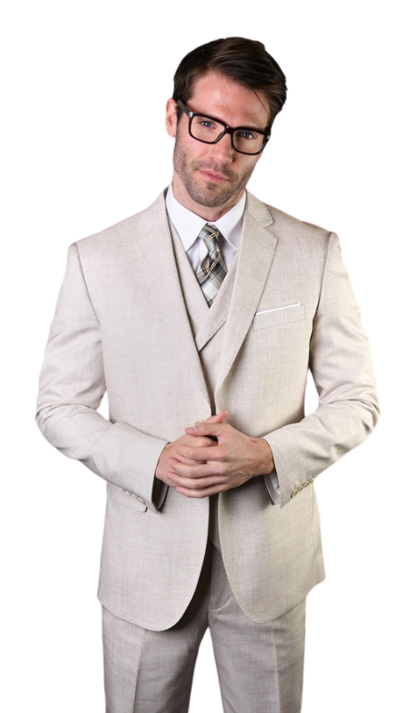 Statement LANZO-NATURAL-3PC  Mens Suit
