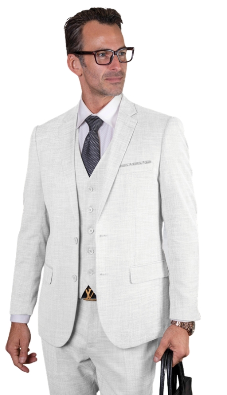 Statement LAZARO-WHITE-3PC Mens Suit