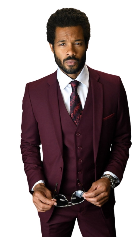 Statement LORENZO-BURGUNDY-3PC Mens Suit