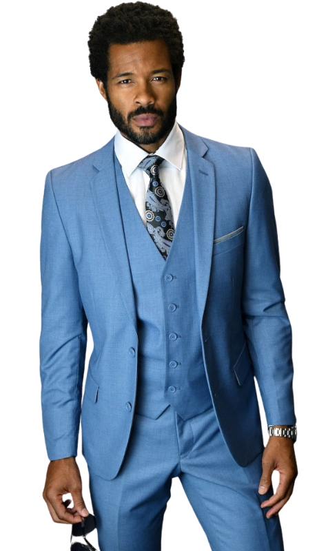Statement LORENZO- STEEL BLUE-3PC Mens Suit
