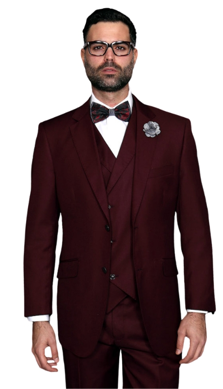 Statement MESSINA-BURGUNDY-3PC Mens Suit