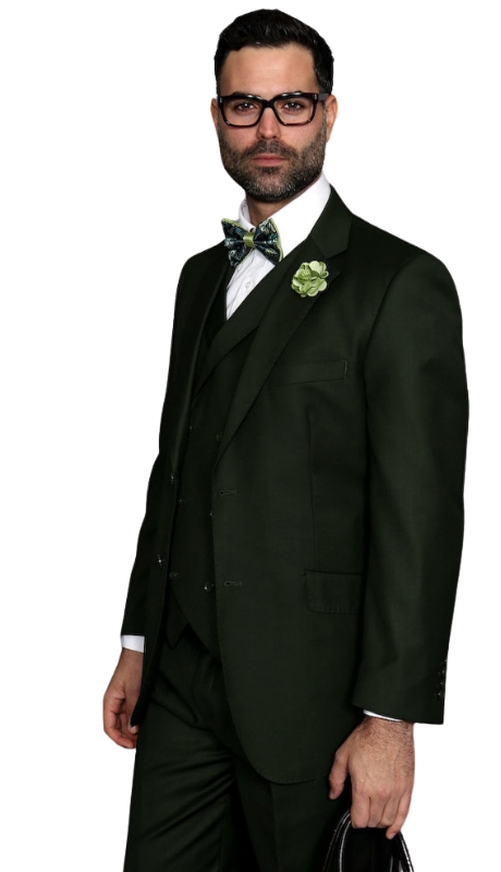 Statement MESSINA- OLIVE-3PC Mens Suit