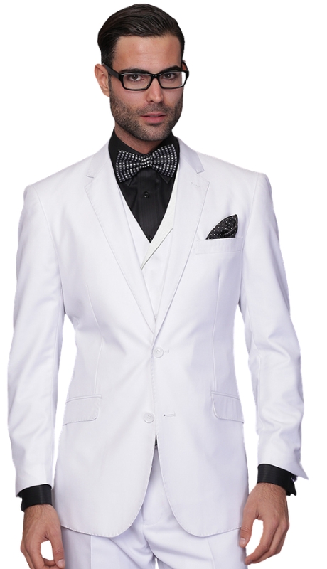 Statement MESSINA- WHITE-3PC Mens Suit