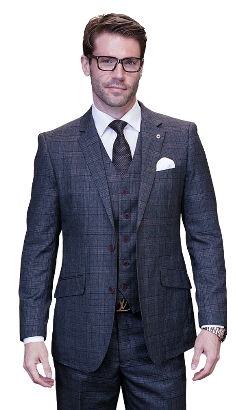 Statement PAGNOLI-CHARCOAL-3PC Mens Suit