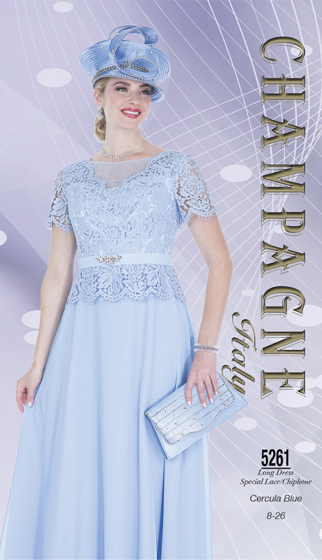 Champagne Italy 5261-CB ( 1pc Exclusive Dress With Embellished Lace Illusion Top, For the First Lady )-Hat