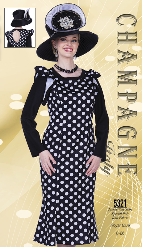 Champagne Italy 5321-BW ( 3pc Boucle Knit Church Suit )-Hat