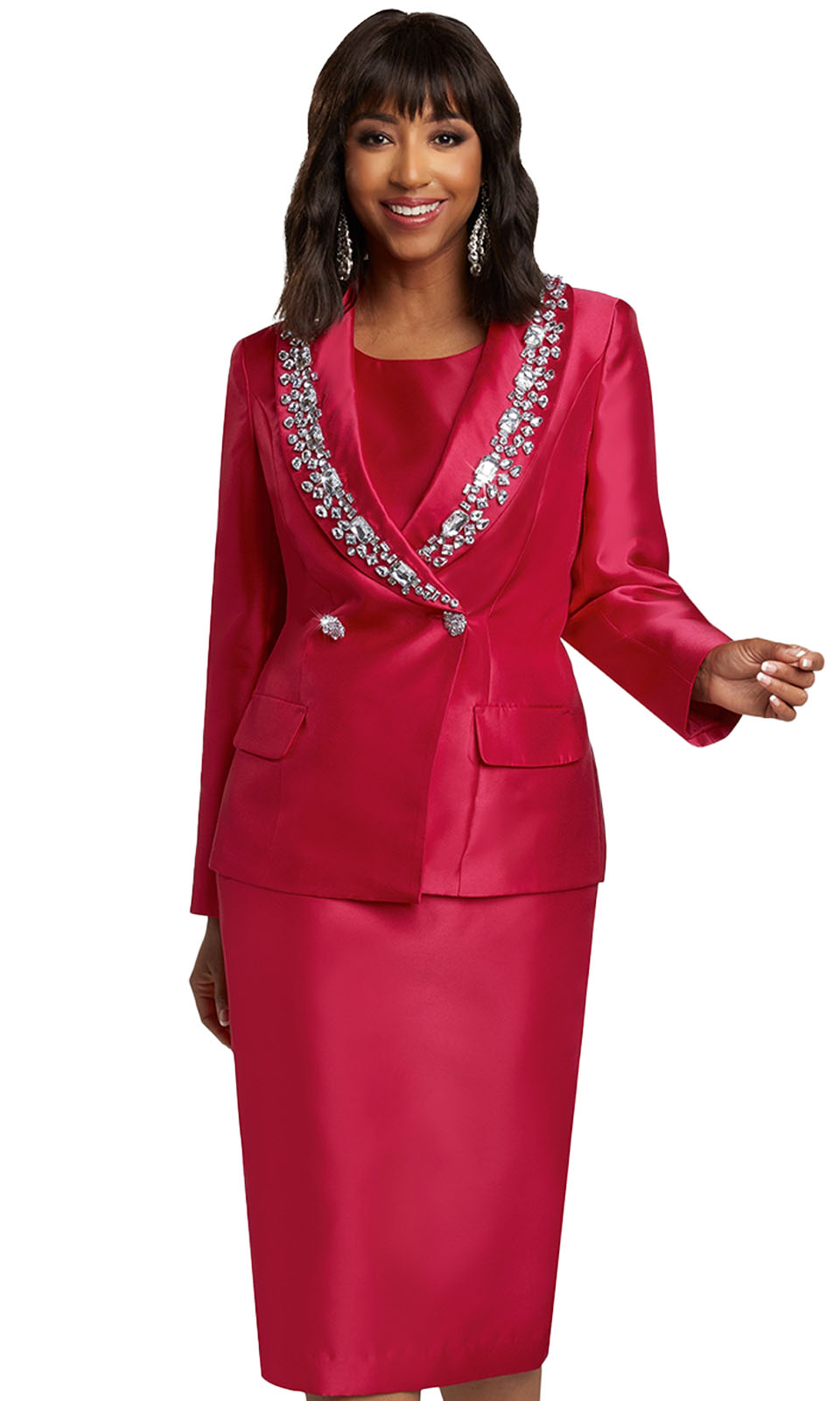 Donna Vinci 5776QO ( 3pc Exclusive Silk Womans Sunday Suit With Shiny