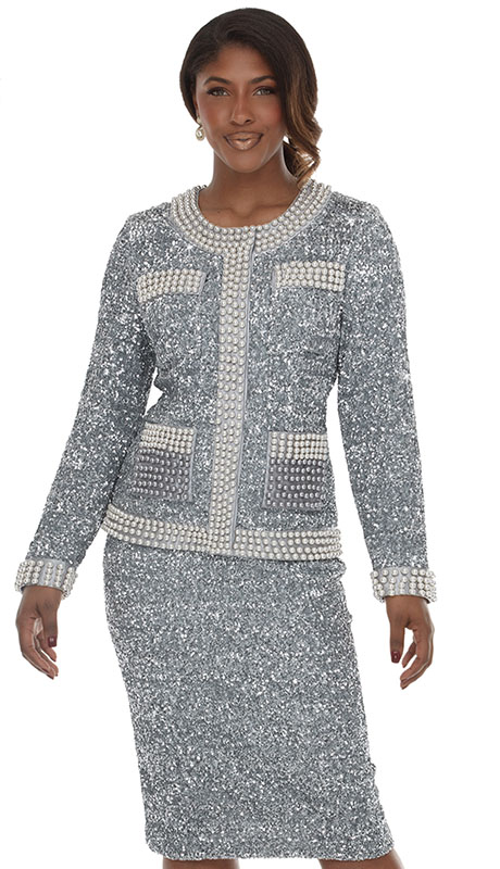 Donna Vinci 12234-SLV Ladies Church Suit