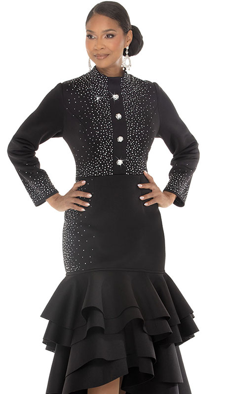 Donna Vinci 12301-BLK Ladies Church Dress Donna Vinci 12301-BLK Ladies Church Dress