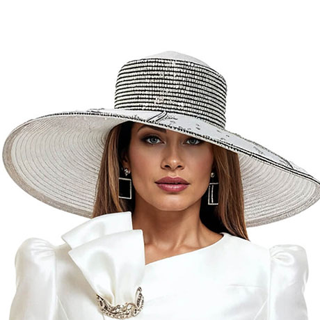 Donna Vinci H12252-WHBLK-IH Church Hat Donna Vinci H12252-WHBLK-IH Church Hat