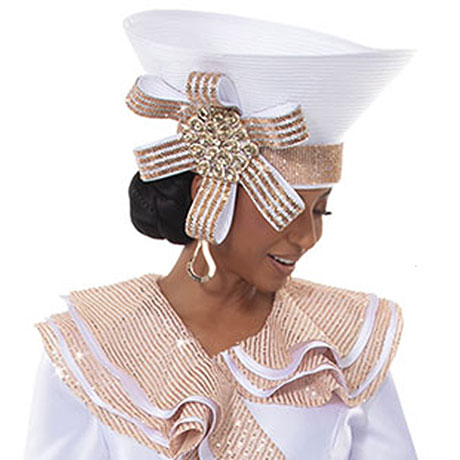Lisa Rene H3381-WHGLD-QS Church Hat