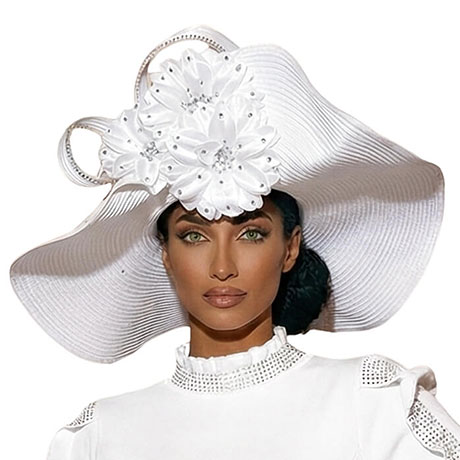 Donna Vinci H13469-PWHT-QS Church Hat