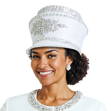 Donna Vinci H13458-PUWHT-QS Church Hat