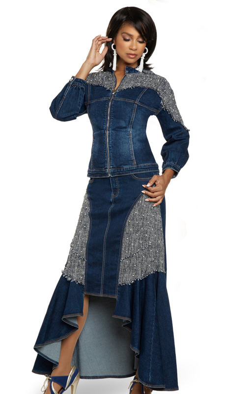 denim skirt suit