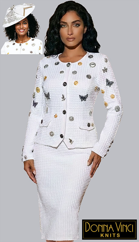 Donna Vinci Knit 13459-PWH Womens Church Suit