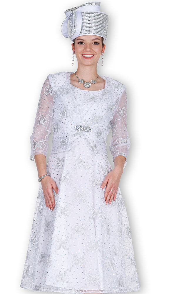 Elite Champagne 6459-WHT Church Dress