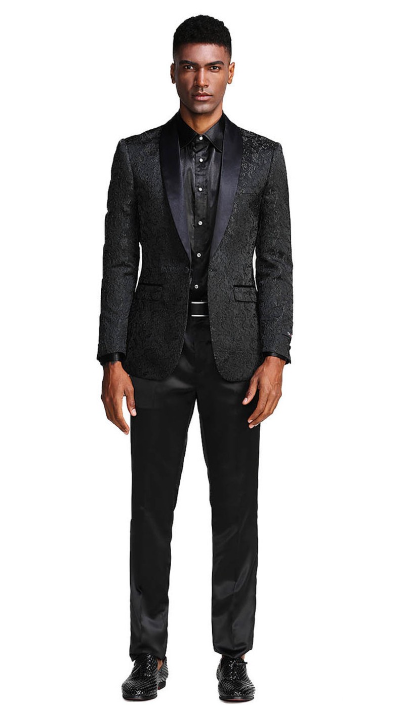MJ291S-02 ( 1pc Mens One Button Satin Shawl Collar Paisley Pattern Jacket With One Chest Pocket ) MJ291S-02 ( 1pc Mens One Button Satin Shawl Collar Paisley Pattern Jacket With One Chest Pocket )