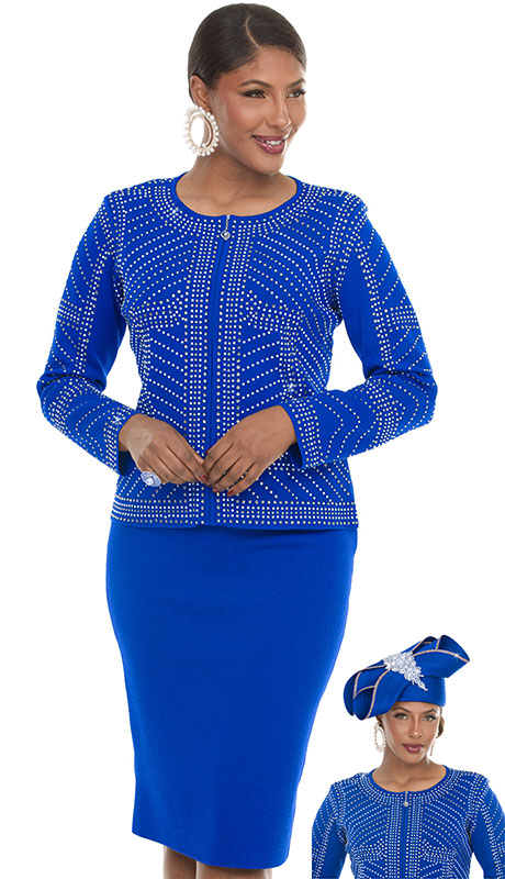 Donna Vinci Knit 13471-RYL Womens Church Suit