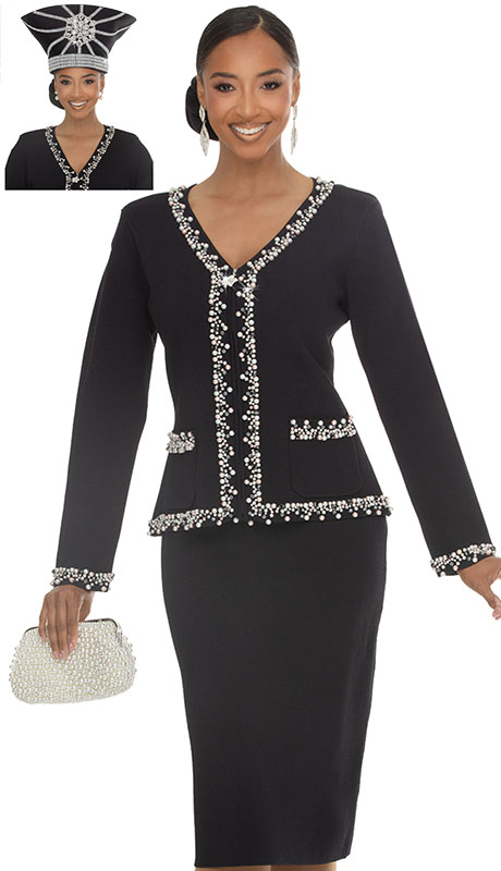 Donna Vinci Knit 13472-BLK Womens Church Suit
