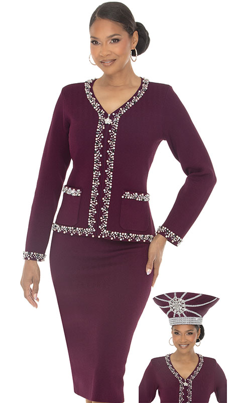 Donna Vinci Knit 13472-PLM Womens Church Suit