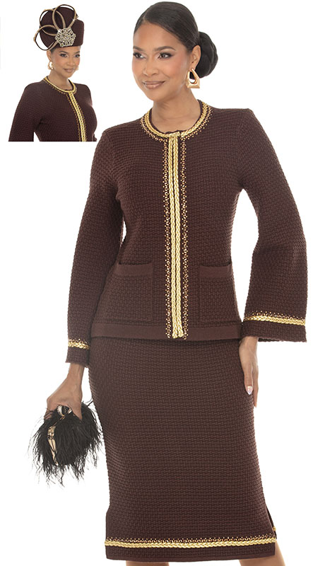 Donna Vinci Knit 13474-BRN Womens Church Suit