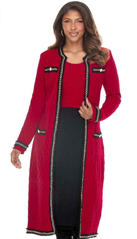Donna Vinci Knit 13475-RED Womens Church Dress