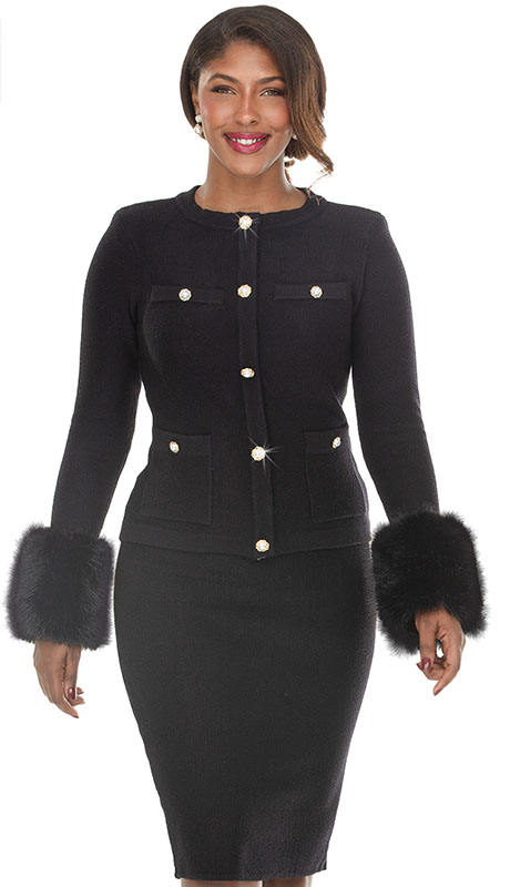 Donna Vinci Knit 13470-BLK Womens Church Suit