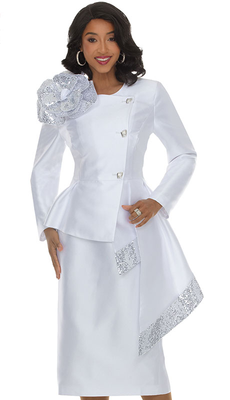 Lisa Rene 66972-WHT Ladies Church Suit