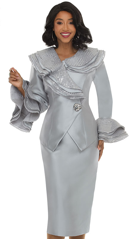 Lisa Rene 3381-SLV Ladies Church Suit