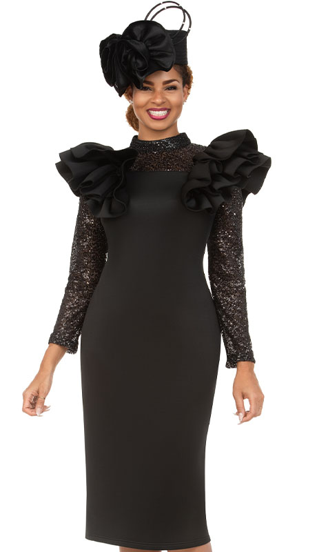 Giovanna D2452-BLK Ladies Church Dress