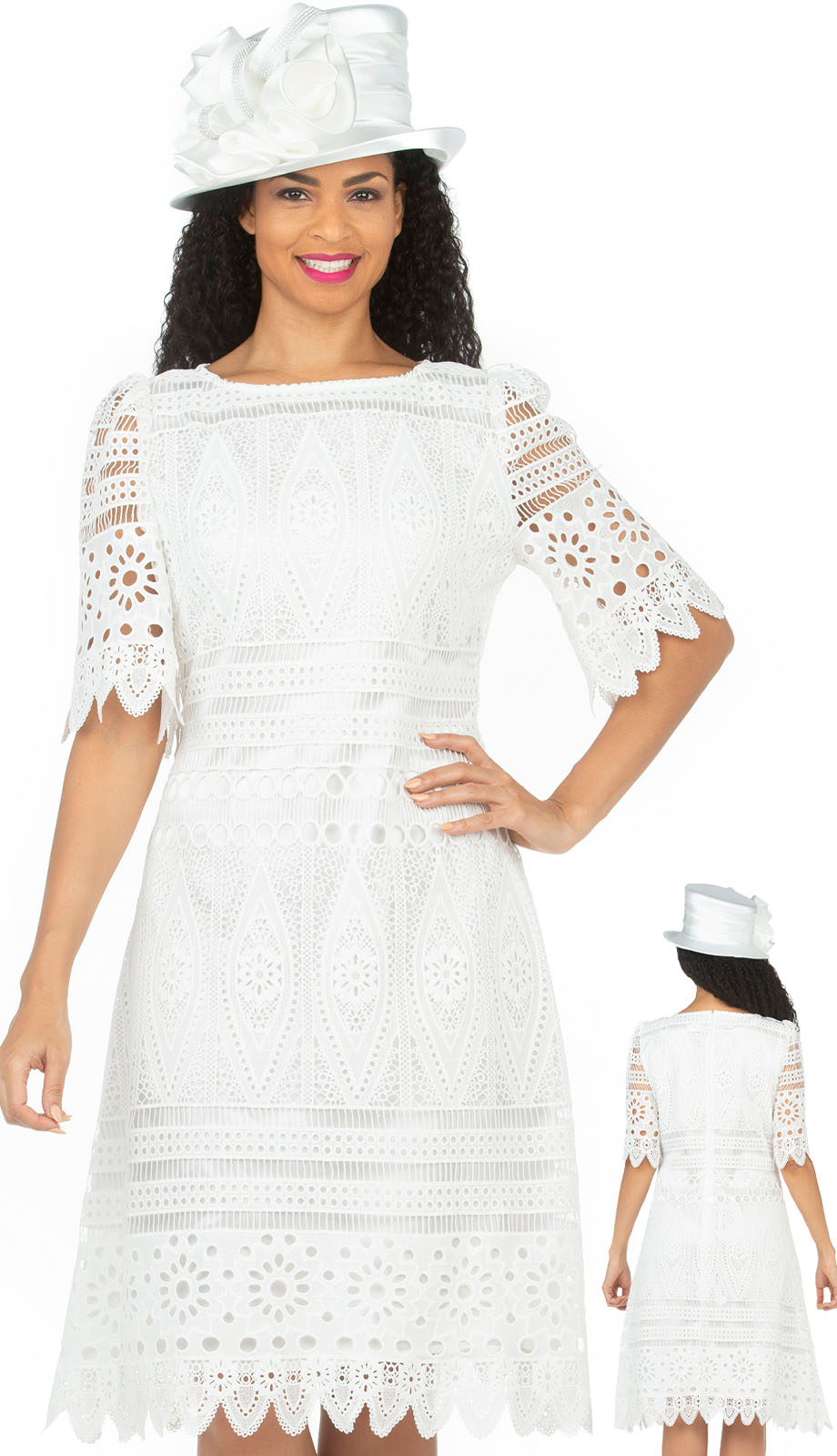 Giovanna D1569H ( 1pc Lace Ladies Church Dress With Embroidered Cutout